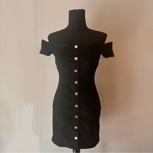 Black button up dress with short sleeve